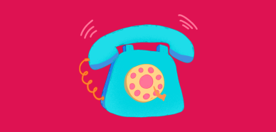 cartoon depiction of a ringing phone receiver